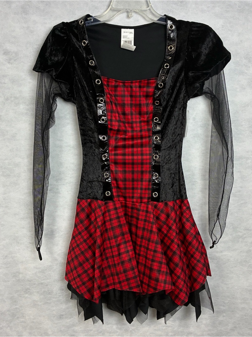NWT Vintage Y2K Punk Witch Kmart Costume Dress Halloween 1 Pc Red Black Small